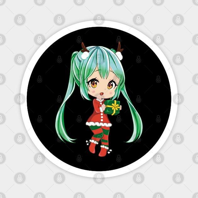 Cute Christmas Anime Girl Magnet by Shadowisper